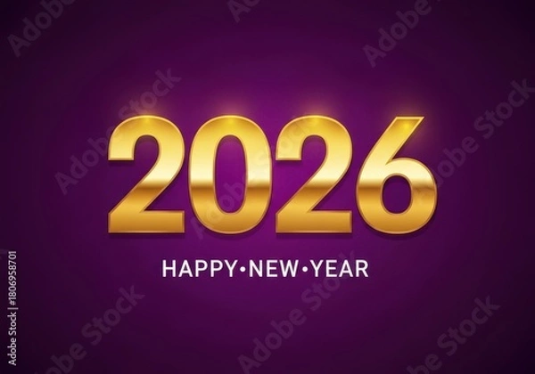 Fototapeta Golden happy new year two thousand twenty six on a purple background
