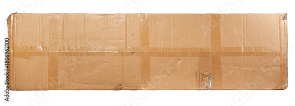 Fototapeta Surface of simple cardboard box with adhesive tape isolated on white background.