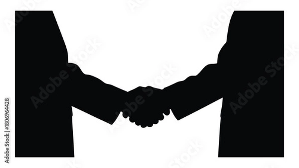 Fototapeta Business handshake silhouette isolated on white background, Vector