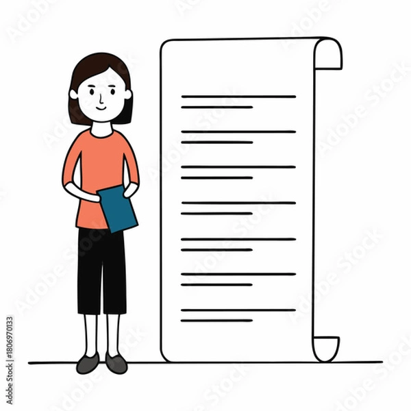 Fototapeta Karen faces a daunting long list, juggling tasks with determination, her patience tested, yet she tackles each item with focus and a touch of humor.
