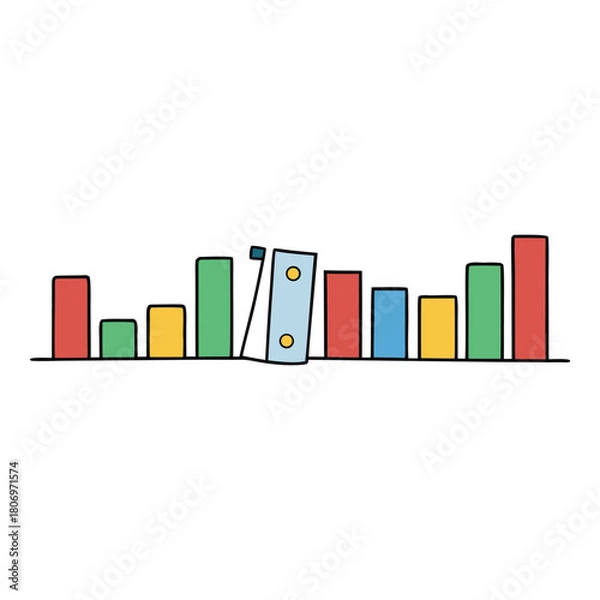Fototapeta A clean statistics graphic featuring rising bars, smooth trend lines, and clear data points, presenting insights at a glance with modern, minimal design for easy analysis.