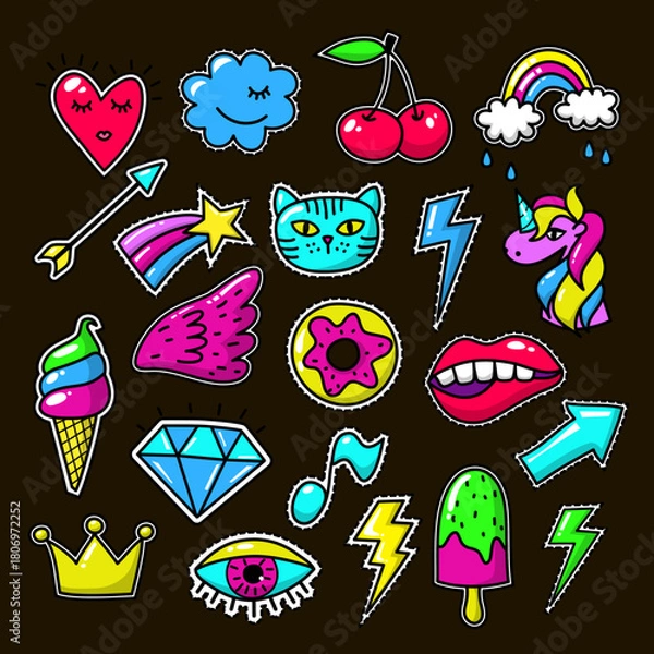 Fototapeta vector illustration of a set of icons