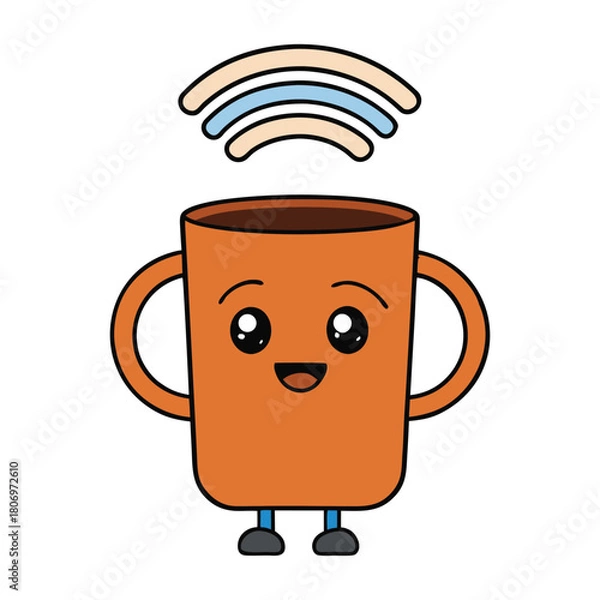 Fototapeta A sleek coffee mug with a glowing WiFi symbol rising like steam, blending tech and comfort. Perfect for digital creatives who sip, connect, and stay inspired on the go.