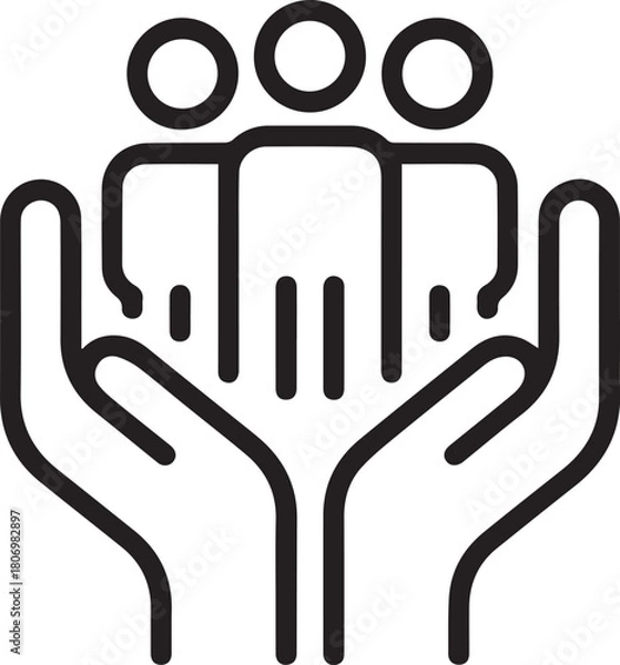 Fototapeta People in Hands Symbolizing Care, Support, and Community: A Vector Icon for Social Responsibility and Human Connection, Perfect for Corporate Social Impact