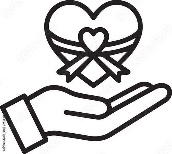Obraz Heartfelt generosity hand presenting a love symbol ideal for charity campaigns, donation appeals, and expressing care with modern simplicity