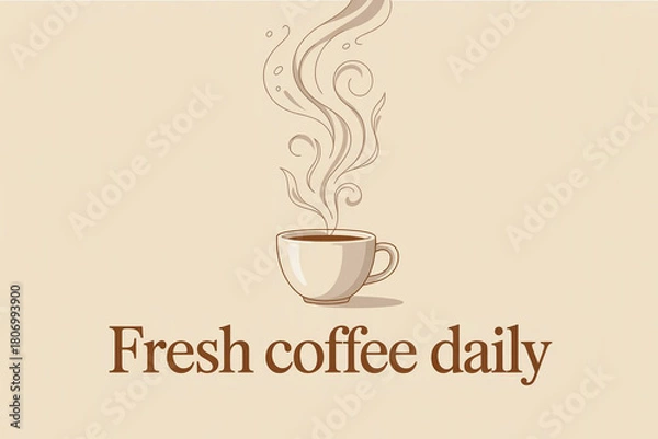 Fototapeta Fresh Coffee Daily Promotional Image with Steaming Cup for Cafe and Restaurant Use