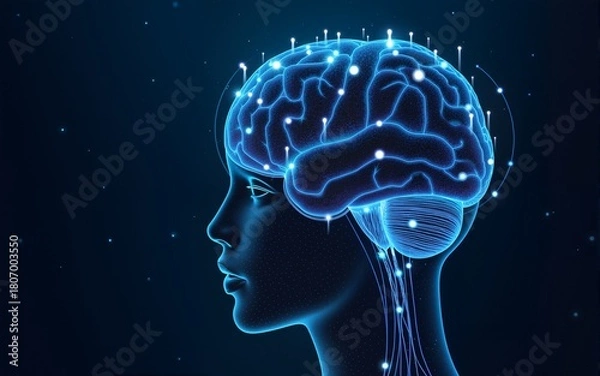 Fototapeta Conceptual technology illustration of artificial intelligence. High quality