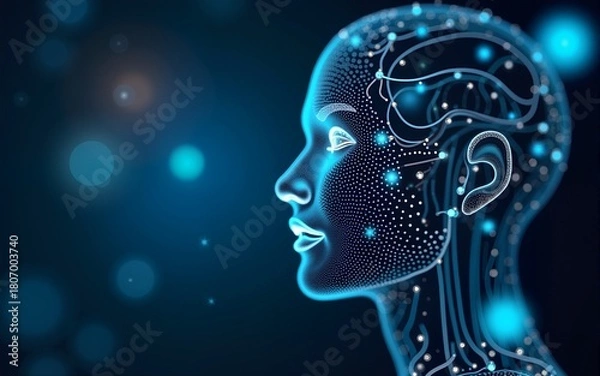 Fototapeta Conceptual technology illustration of artificial intelligence. High quality