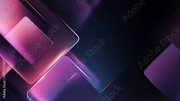 Obraz Abstract digital artwork showing glowing purple geometric shapes on a dark background for futuristic fintech design concepts.