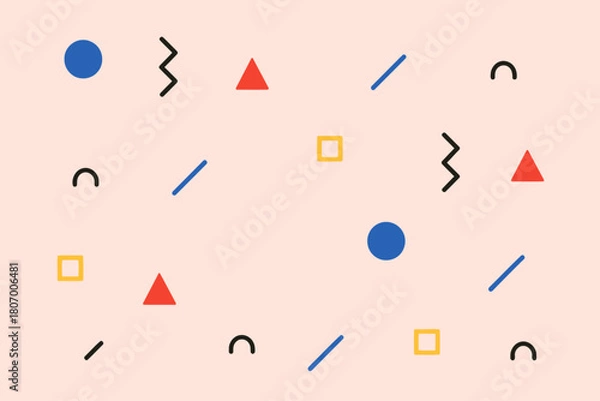 Fototapeta Memphis Style Pattern Background Geometric Shapes Minimalist Neo-Geometric Retro Design