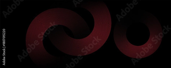 Obraz Abstract grey and red circle line vector on dark background. Modern simple overlap circle lines texture creative design. Suit for poster, cover, banner, flyer, brochure, presentation, website