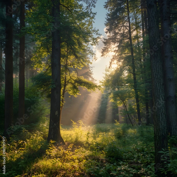 Obraz Sun Rays in the Forest