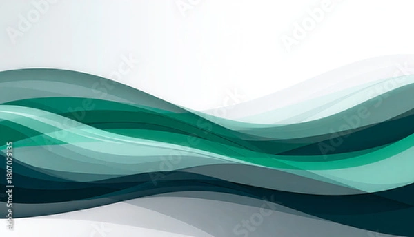 Fototapeta Abstract wavy background with flowing, organic shapes in gray and teal shades. Perfect backdrop for technology, business, wellness projects, as well as environmental, financial, and nautical themes. 