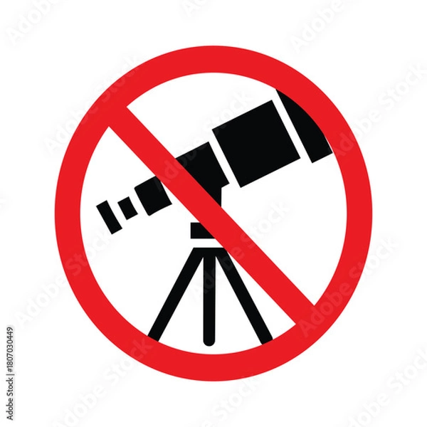 Obraz Telescope not allowed sign, indicating a prohibition or restriction of using telescopes
