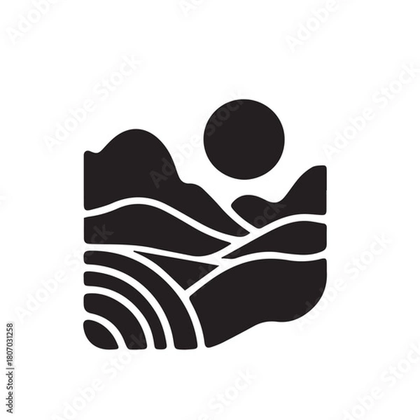 Fototapeta Abstract modern mountain icon in black vector style