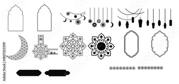 Obraz islamic decoration illustration set 