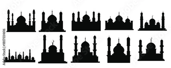 Obraz Islamic Mosque Landscape Illustration Set