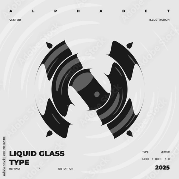 Obraz Refraction and Distortion letter. Glass Effect minimal illustration. Abstract sign, symbol for promotional poster, music poster, sale banner, brochure or logo for your brand.