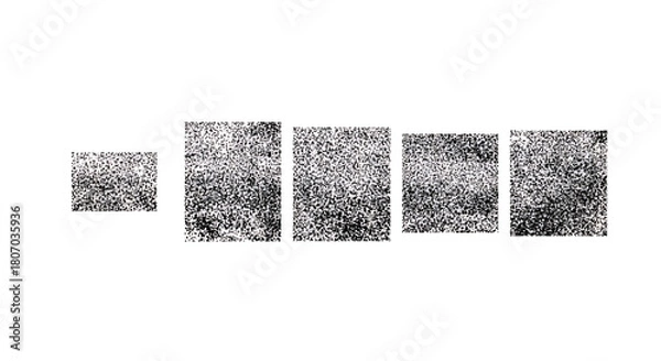 Obraz Minimalist abstract composition of five grainy textured squares arranged in a horizontal sequence on a white background
