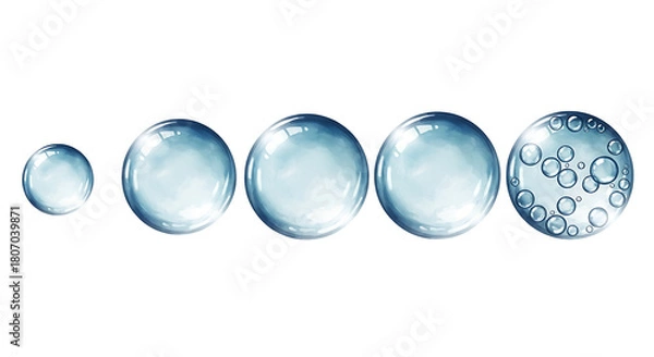 Obraz Evolution of Bubbles From Small to Bursting - A Visual Journey of Air and Water Dynamics