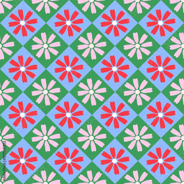 Fototapeta Seamless pattern flower vector background 