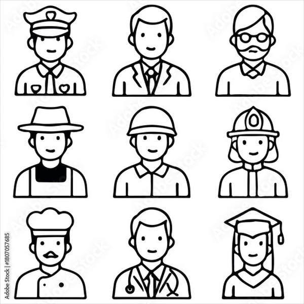 Obraz Man Profession Icon Set vector