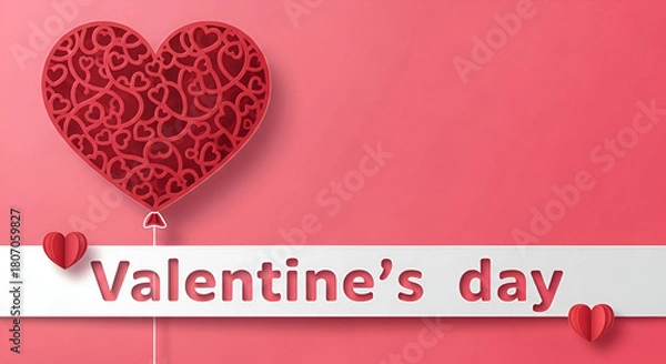 Obraz Floating Affection: Modern Papercut Valentine's Backdrop