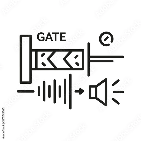Fototapeta Audio gate effect icon with sound wave and speaker isolated on