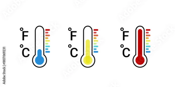 Obraz thermometer icon vector illustration set
