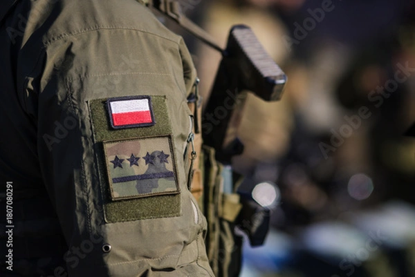 Fototapeta Details with the patch of a Polish soldier.