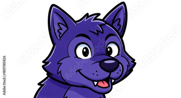 Obraz Cartoon Blue Wolf Illustration