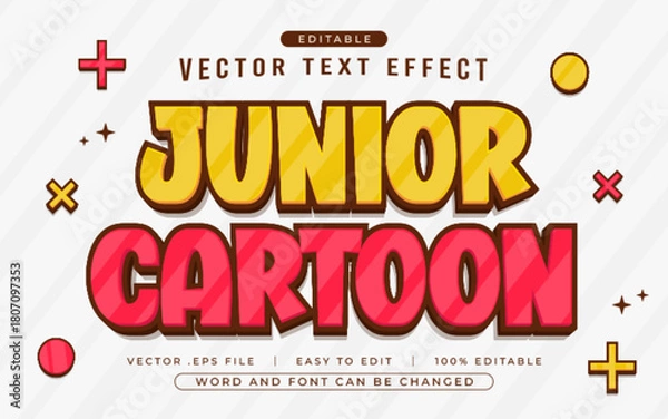 Fototapeta Junior Cartoon 3D editable text effect style - Premium Vector