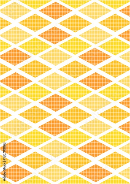 Obraz 縦の背景　ひし形　チェック柄　オレンジ