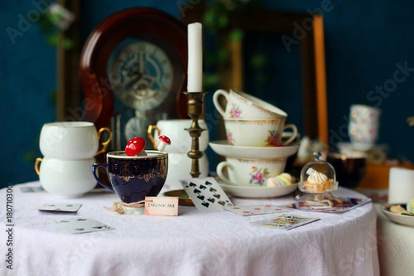 Fototapeta decorations for a mad tea party Alice in Wonderland