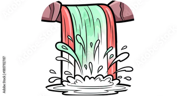 Obraz Cartoon Waterfall with Rocks