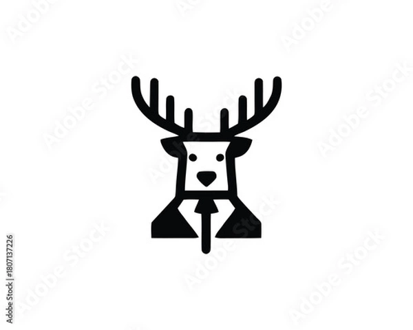 Obraz Deer wearing suit line icon