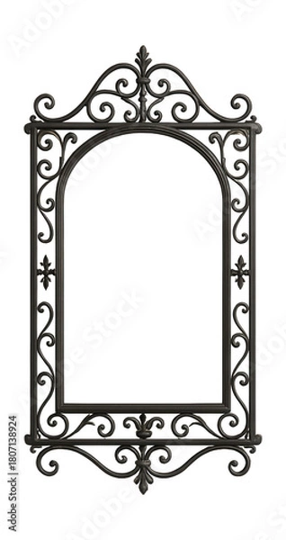 Fototapeta Wrought iron-framed mirror, perfect for enhancing a Mediterranean-style patio.