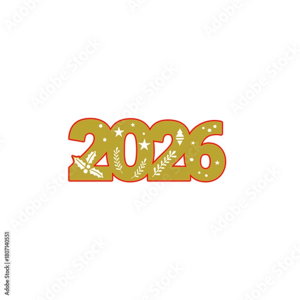 Obraz Golden 2026 numbers with lights isolated on white background