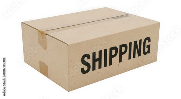 Fototapeta Isolated Cardboard Shipping Box With Shipping Text