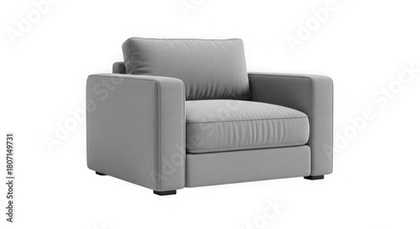 Obraz Modern Grey Fabric Armchair Isolated On Black Background