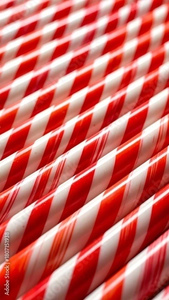 Obraz Colorful red and white striped paper straws.