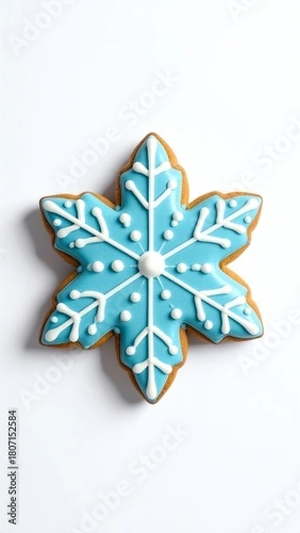 Obraz Decorated snowflake cookie for festive occasions.