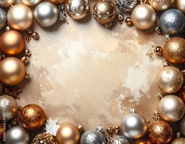 Obraz Elegant holiday ornaments in festive arrangement.