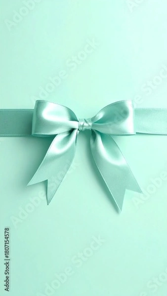 Obraz Elegant mint ribbon bow on a pastel background.
