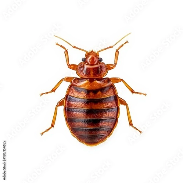 Fototapeta Detailed Close-Up of a Brown Cockroach Isolated on White