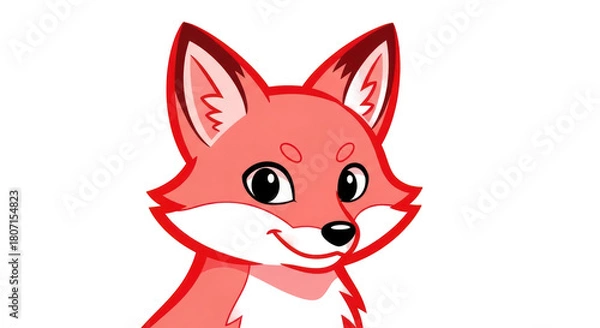 Fototapeta Cartoon fox on red background