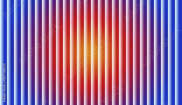 Fototapeta Abstract Vertical Ribbed Glass Effect Background with Blue, Red, and Orange Gradient
