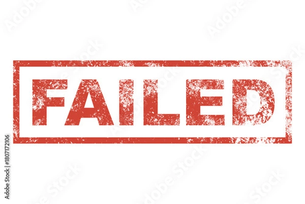 Fototapeta Failed stamp sign, vintage failed seal sign illustration in PNG isolated on transparent background