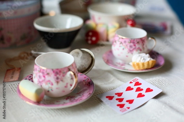 Fototapeta decorations for a mad tea party Alice in Wonderland