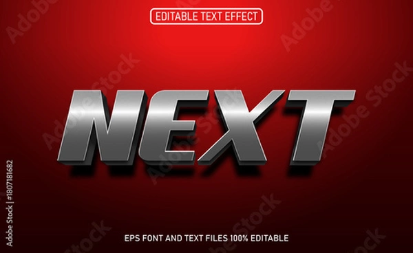Fototapeta Next 3d silver color editable text effect